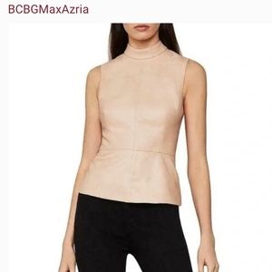 BCBGMAXAZRIA NWT Mock Neck Faux Leather Top Size 2
